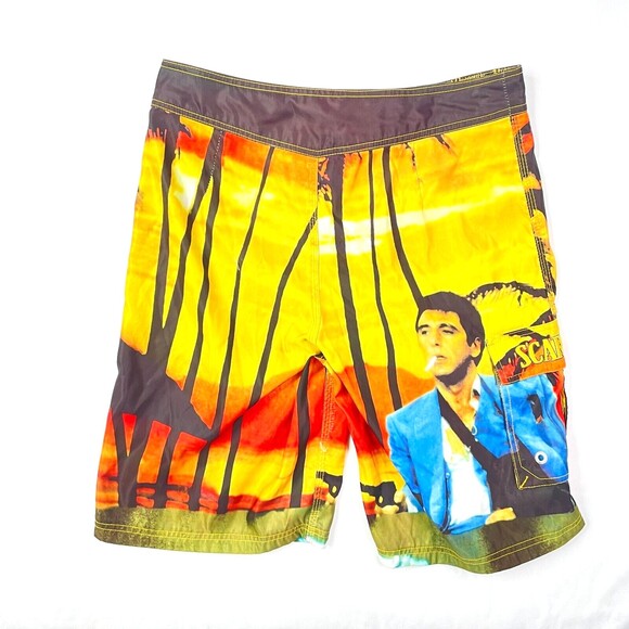 DRAGONFLY Scarface Embroidered Logo Boardshorts Tony Montana Men's 30" Waist - Picture 2 of 6